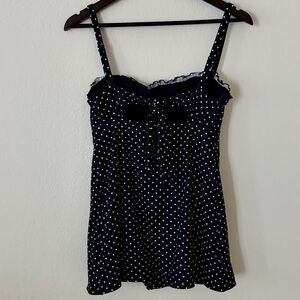 COCO REEF Women’s Black Polka Dot One Piece Swimsuit Swim Dress Size XS